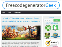 Tablet Screenshot of freecodegeneratorgeek.com